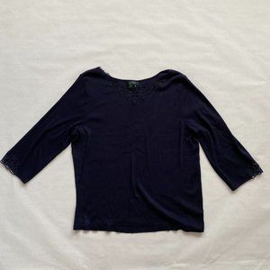 Ralph Lauren Navy Blue Three-Quarter Sleeved Pullover Size 3X